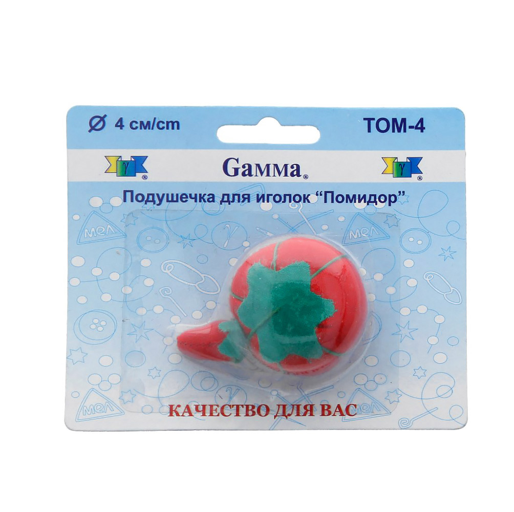 Подушечка для игл "Помидор" 4 см в блистере красный "Gamma" ТОМ-4