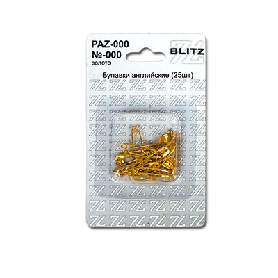 BLITZ Булавки английские PAZ-03 под золото в блистере 25 шт