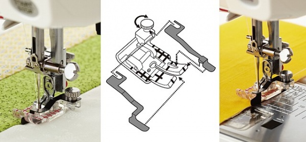 Прозрачная лапка для отстрочки со съёмными направителями
