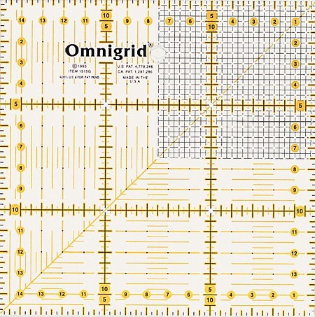 Линейка универсальная для пэчворка  15х15см