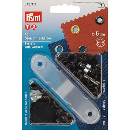 Люверсы черные 5мм (40шт) 542371