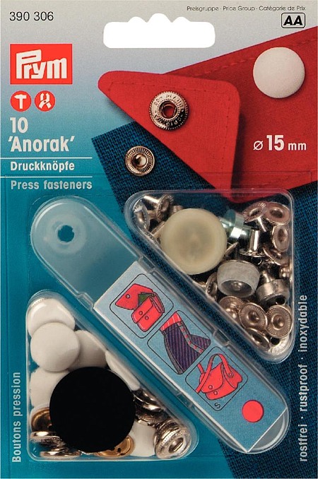 Кнопки "Anorak Color" белый 15мм (10шт)  390306