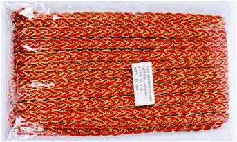 Тесьма плетеная красная с золотом 10 мм., 18,3 м