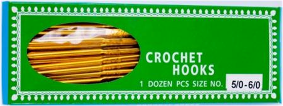 Крючок для вязания металлический двухсторонний позолоченный 132 мм., № 4/8, 12 шт.