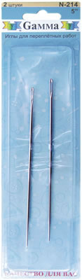 Иглы для шитья ручные "Gamma" для переплет. работ 5" N-214 в блистере 2 шт.